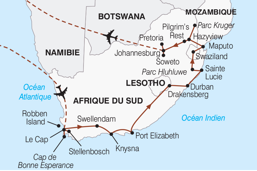 carte Afrique du Sud Le Grand Tour d Afrique du Sud sur les traces de Nelson Mandela  267 339147